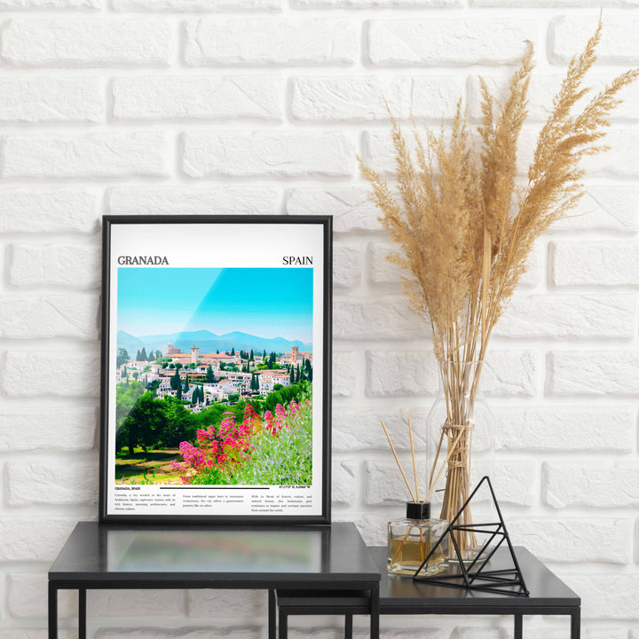 Explore the enchanting streets of Granada from the comfort of your home with this Spain travel print.