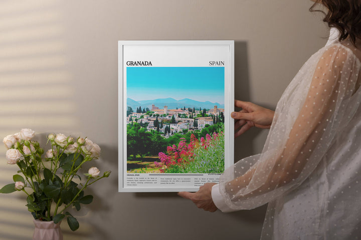 Immerse yourself in the beauty of Granadas architecture with this captivating Granada Spain print.