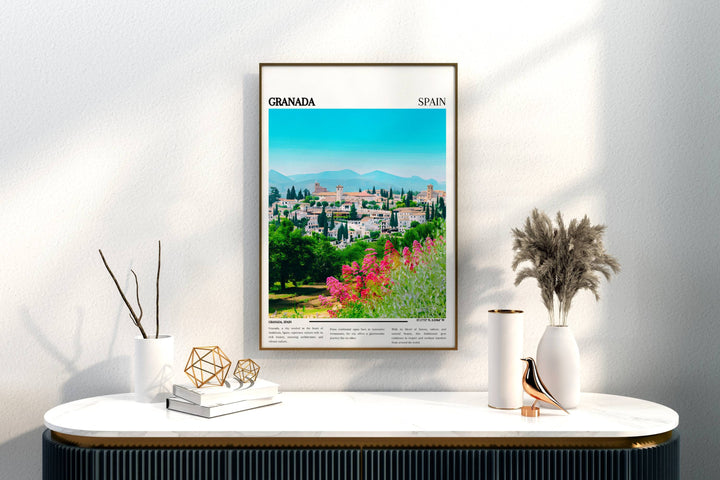 Infuse your space with the allure of Spains cultural heritage with this Granada print.