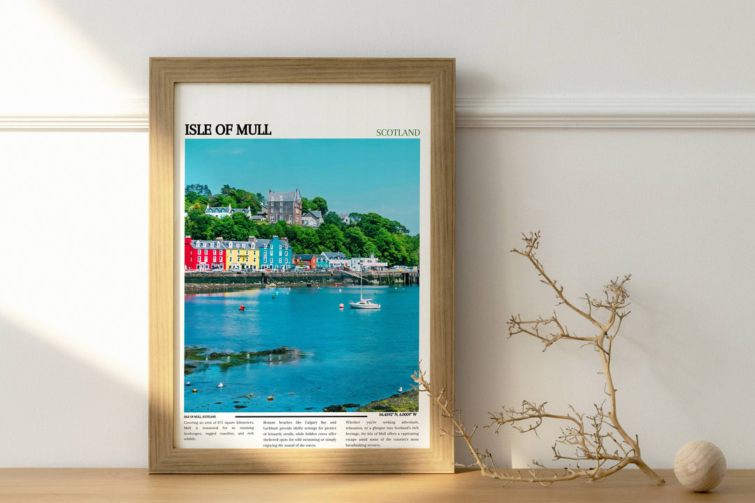 Vibrant Tombermory charm captured in this stunning Scotland home decor piece. Ideal gift for housewarmings or as a unique addition to any home decor collection. Explore the colorful charm of Mull in detail.