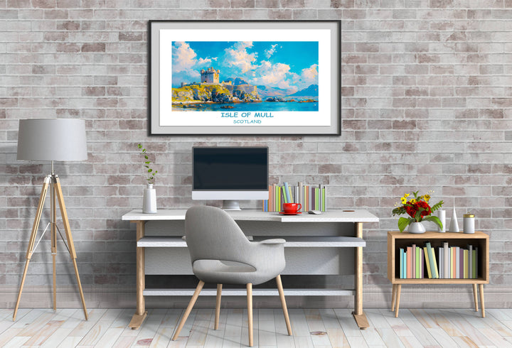 Captivating wall art featuring Duart Castle, an iconic landmark of Isle of Mull. Perfect for adding a touch of Scottish charm to your home or office decor. Ideal gift for Scotland enthusiasts.