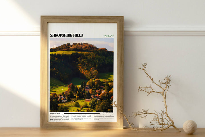 Captivating Shropshire Hills print capturing The Long Mynd, The Stiperstones, and Ludlow Castle. Perfect for UK enthusiasts.