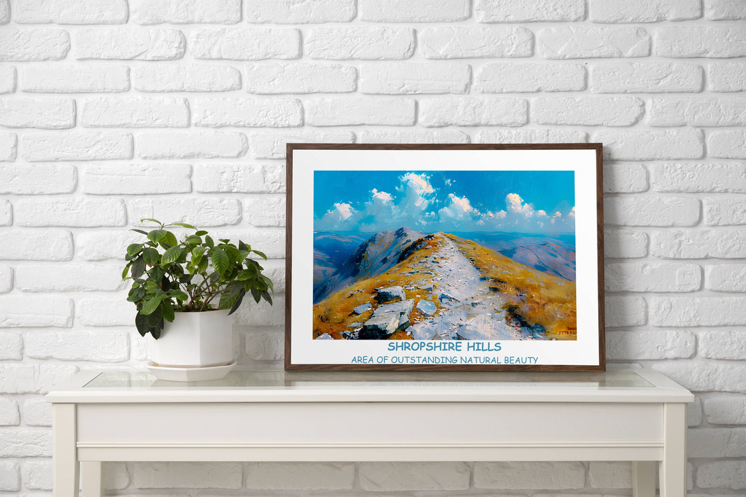 Breathtaking Shropshire scenery art capturing The Long Mynd, The Stiperstones, and Ludlow Castle. Ideal for UK homes.