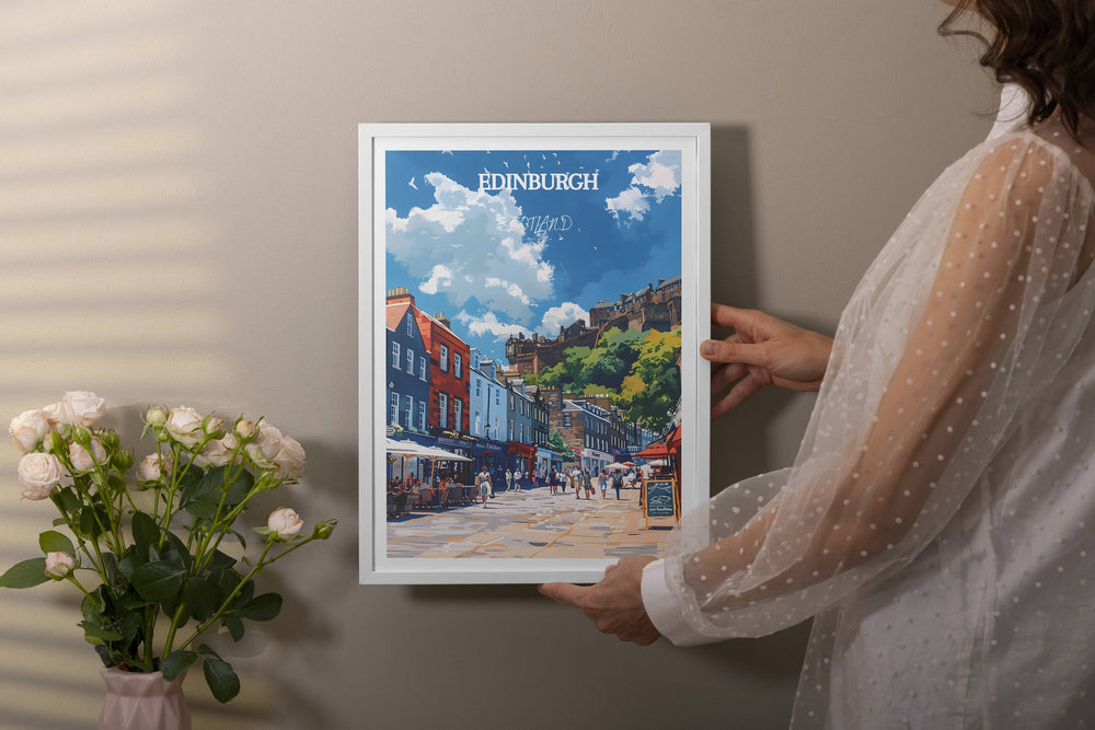 Discover the beauty of Edinburghs Royal Mile with this breathtaking print. Ideal for bringing a touch of Scotlands historic charm into any home or office.