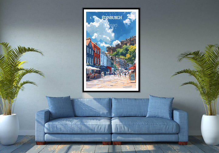 Celebrate the enchanting allure of Edinburghs Royal Mile with this stunning wall art. Perfect decor for Scotland enthusiasts and lovers of timeless elegance.