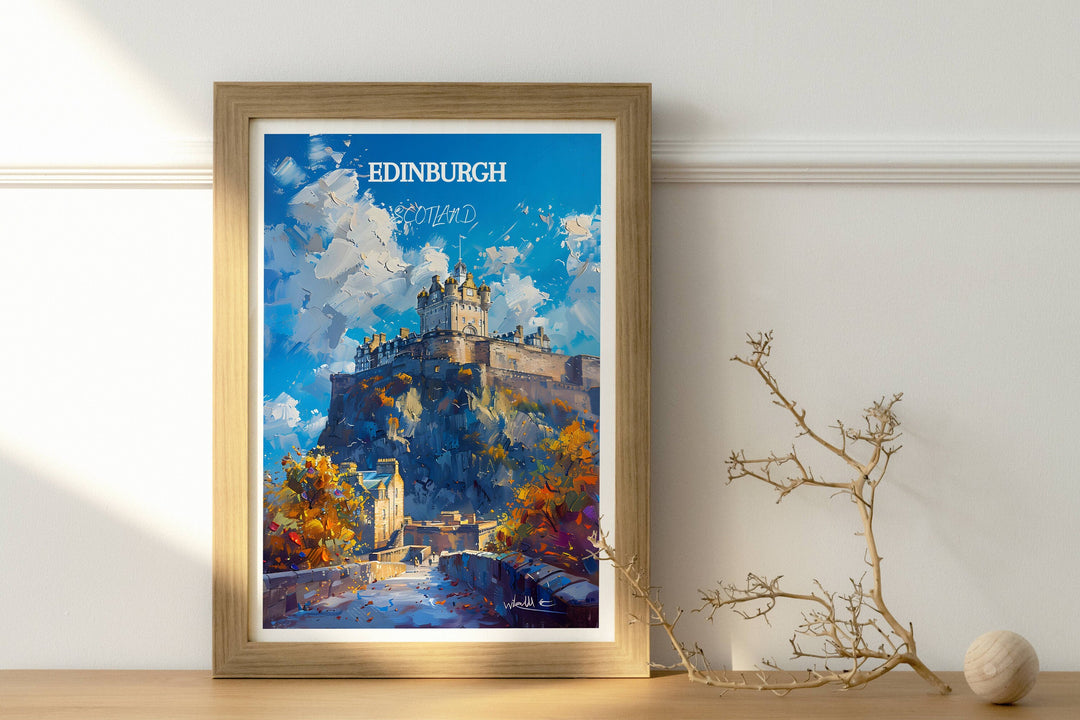 Celebrate the enchanting allure of Edinburghs Castle with this stunning wall art. Perfect decor for Scotland enthusiasts and lovers of timeless elegance.