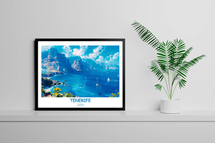 Capture the essence of Tenerife&#39;s rugged coast with this striking Los Gigantes Cliffs print. An ideal gift for Tenerife and Spain enthusiasts