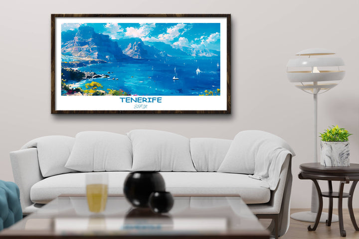 Capture the essence of Tenerife&#39;s rugged coast with this striking Los Gigantes Cliffs print. An ideal gift for Tenerife and Spain enthusiasts