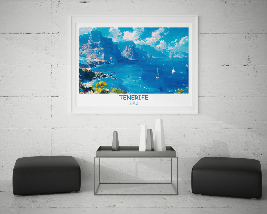 Embrace the spirit of Tenerife with this stunning Los Gigantes Cliffs artwork. A perfect addition to any Tenerife or Spain themed collection