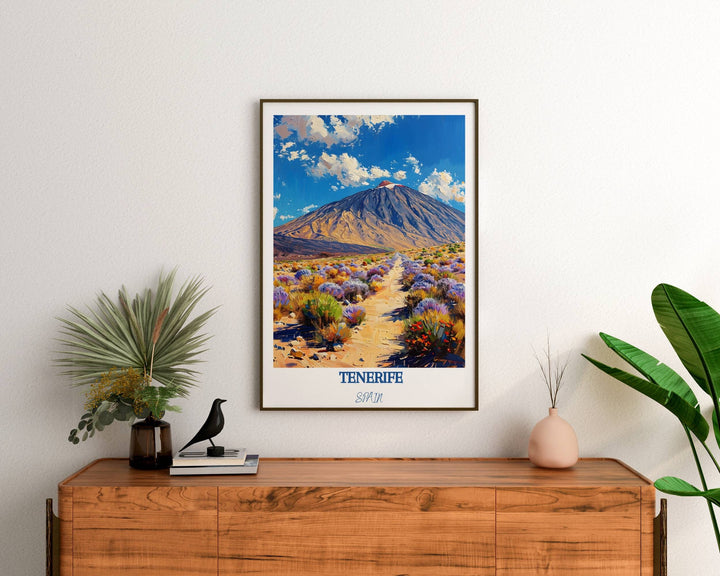 Immerse yourself in the allure of Tenerife&#39;s Teide National Park with this mesmerizing travel poster. A thoughtful gift for admirers of Tenerife and Spain.