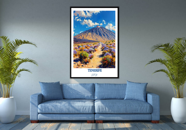 Immerse yourself in the allure of Tenerife&#39;s Teide National Park with this mesmerizing travel poster. A thoughtful gift for admirers of Tenerife and Spain.