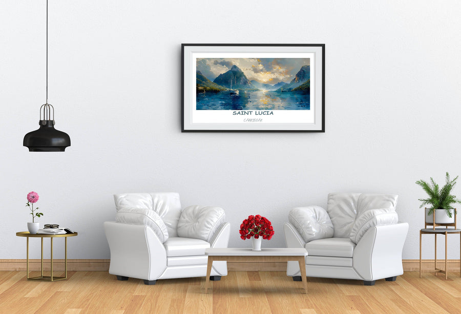 Embrace Caribbean vibes with Saint Lucia-themed decor. This print adds a touch of island magic to any space