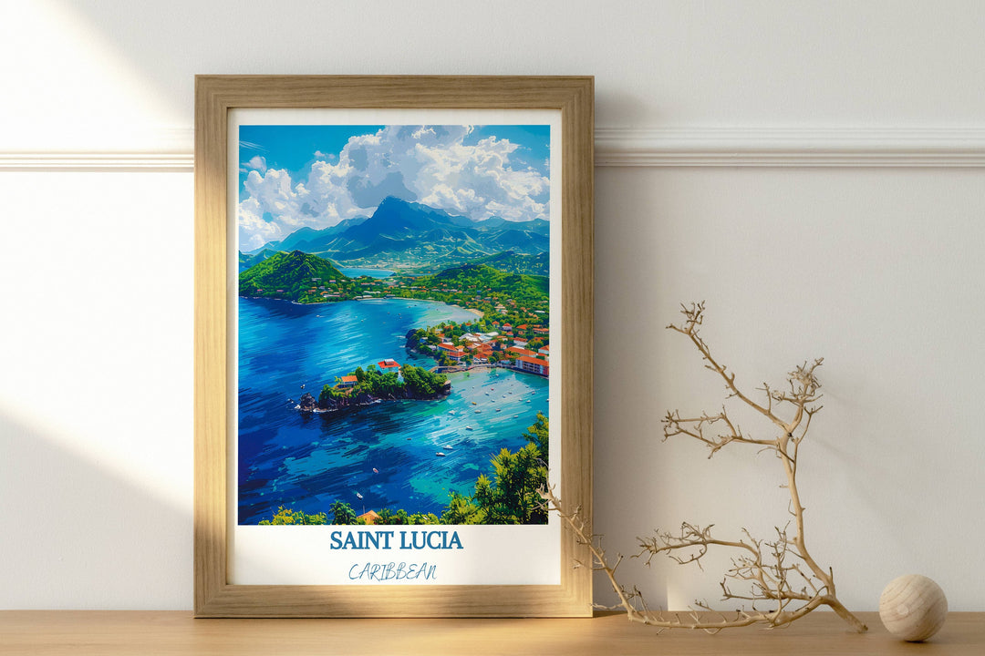 Capture Caribbean allure with Saint Lucia travel art. Perfect for Saint Lucia decor, this wall art evokes island serenity
