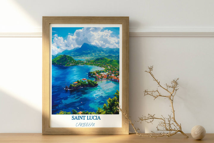 Capture Caribbean allure with Saint Lucia travel art. Perfect for Saint Lucia decor, this wall art evokes island serenity