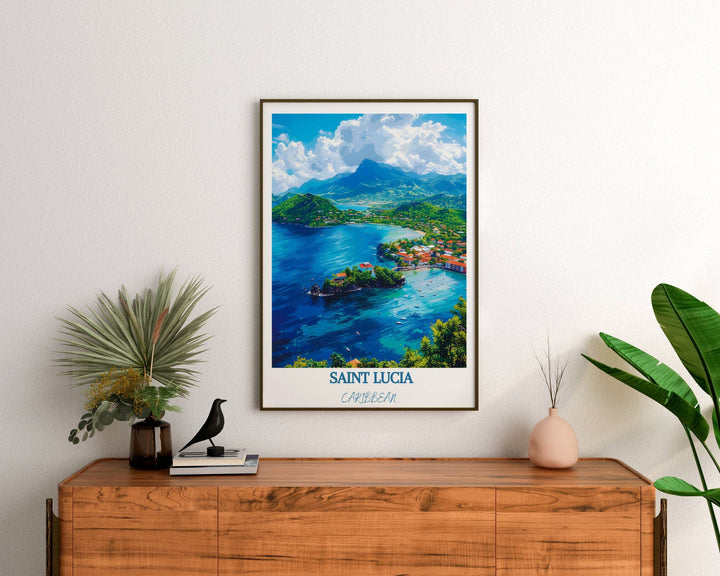 Capture Caribbean allure with Saint Lucia travel art. Perfect for Saint Lucia decor, this wall art evokes island serenity