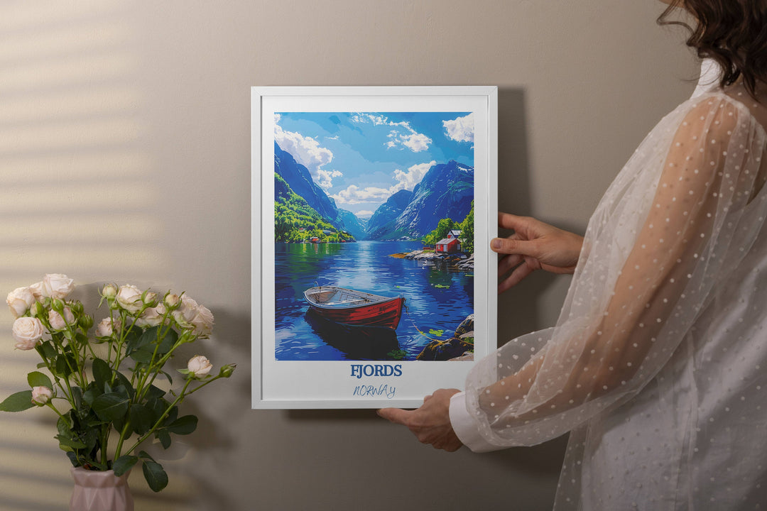 Bring the breathtaking vistas of Norwegian fjords into your living space with this striking Norway home art featuring iconic landmarks.