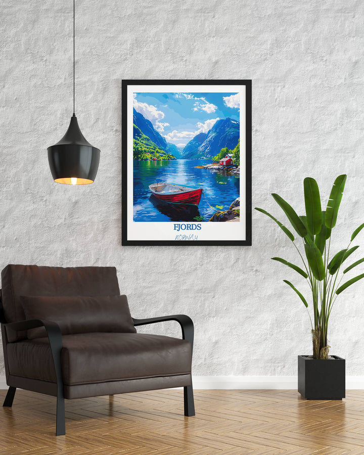 Infuse your home with the allure of the fjords with this captivating Norway wall hanging, highlighting Geirangerfjord and Trolltunga.