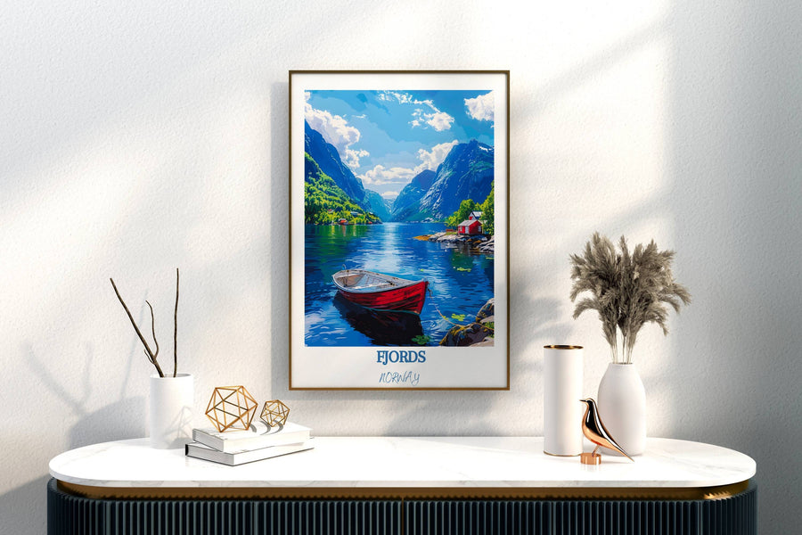 Infuse your home with the allure of the fjords with this captivating Norway wall hanging, highlighting Geirangerfjord and Trolltunga.
