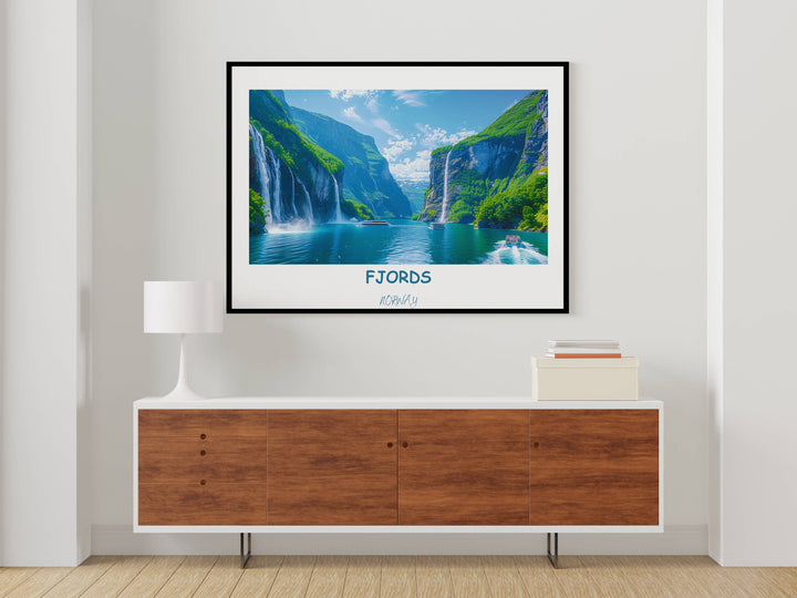 Transport yourself to the majestic landscapes of Norway with this exquisite Norway home decor featuring iconic fjords and mountains.