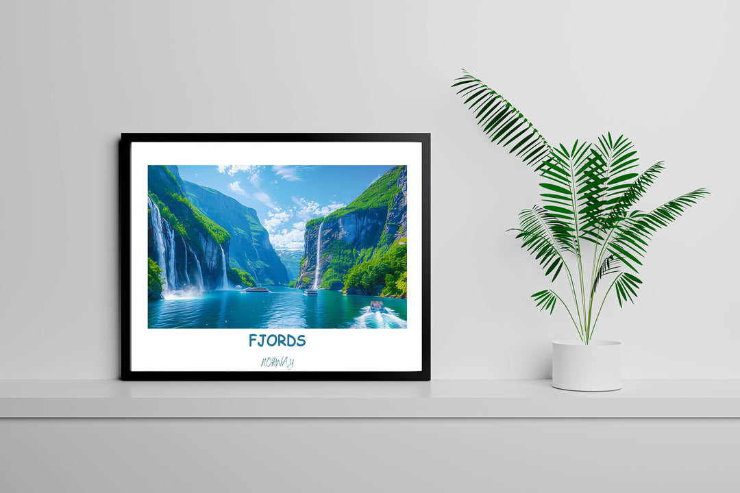 Transport yourself to the majestic landscapes of Norway with this exquisite Norway home decor featuring iconic fjords and mountains.