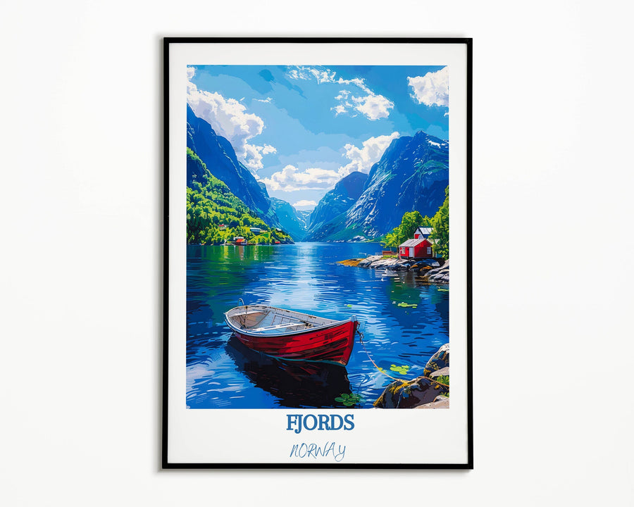 Bring the breathtaking vistas of Norwegian fjords into your living space with this striking Norway home art featuring iconic landmarks.