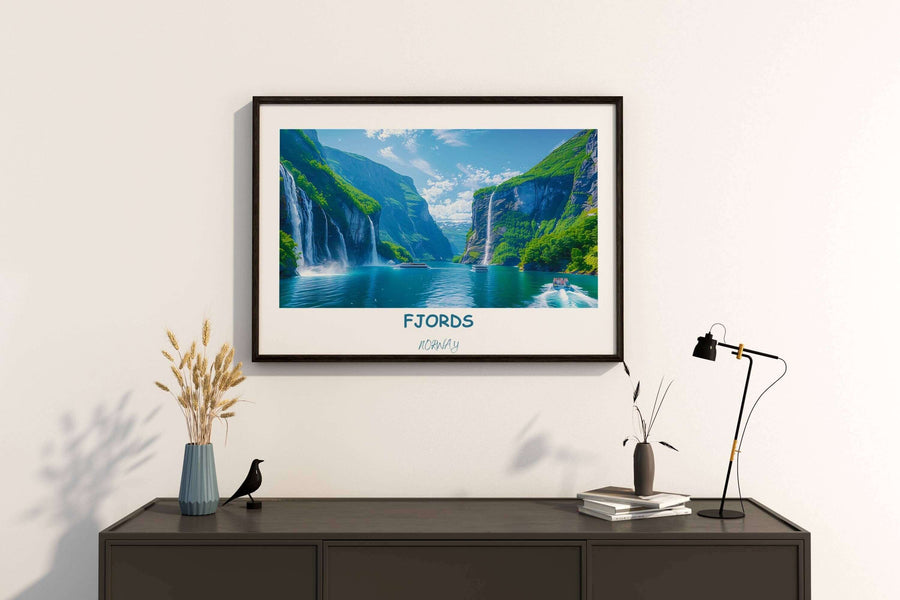 Transport yourself to the majestic landscapes of Norway with this exquisite Norway home decor featuring iconic fjords and mountains.