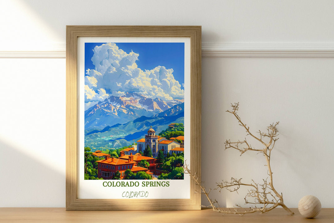 Charming Colorado gift showcasing the allure of Colorado Springs, perfect for bringing a piece of Colorado&#39;s natural splendor into any space.
