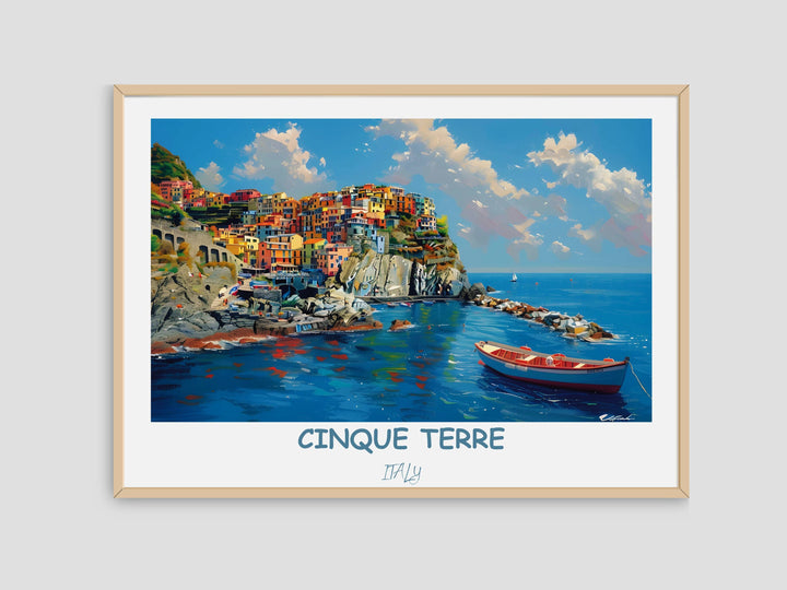 Enjoy the scenic beauty of Italy with this Cinque Terre print. Featuring Manarola and Vernazza, it&#39;s a perfect addition to any wall.