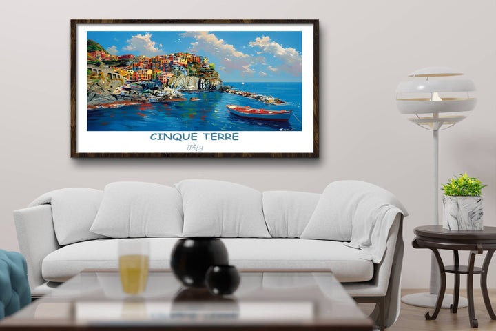 Illuminate your space with the charm of Cinque Terre with this Italy print. Featuring Manarola and Vernazza, it&#39;s a true coastal delight.