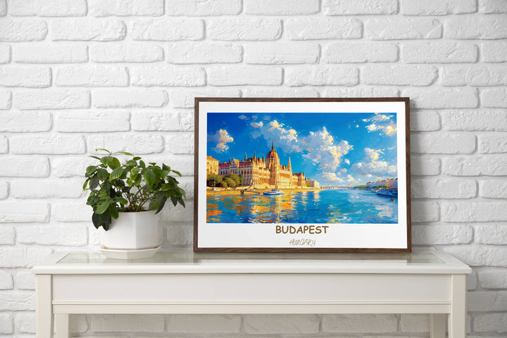 Transform your space into a Hungarian masterpiece with this captivating portrayal of Buda Castle and Chain Bridge.