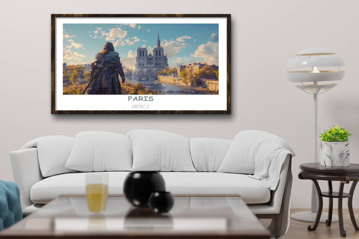 Immerse yourself in the beauty of Paris with this exquisite wall art featuring the Louvre Museum. A chic addition to any home or office.