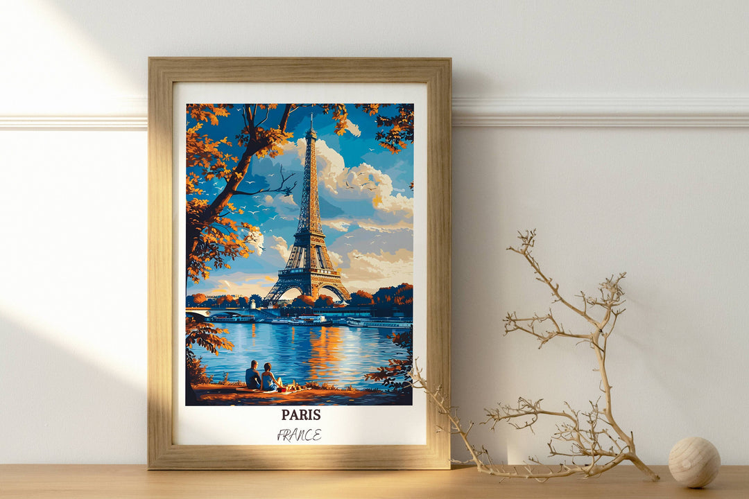 Transport yourself to the heart of Paris with this captivating wall art showcasing the iconic Eiffel Tower. The perfect accent for any room.