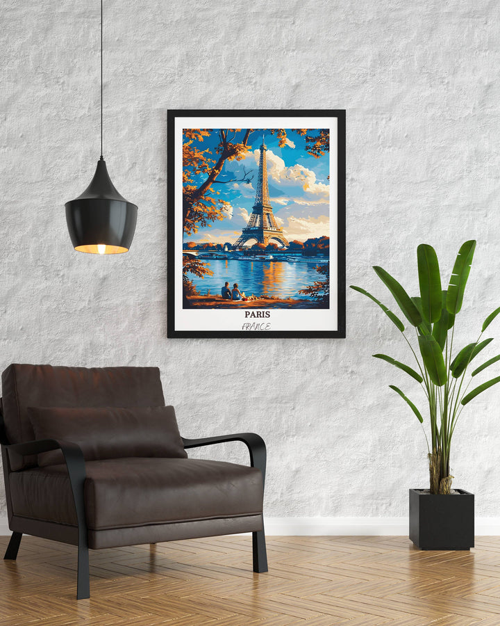Transport yourself to the heart of Paris with this captivating wall art showcasing the iconic Eiffel Tower. The perfect accent for any room.