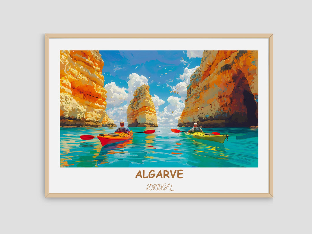Elegant Algarve wall art featuring the mesmerizing beauty of Ponta da Piedade. A timeless illustration that adds a touch of Portugals coastal magic to any space.