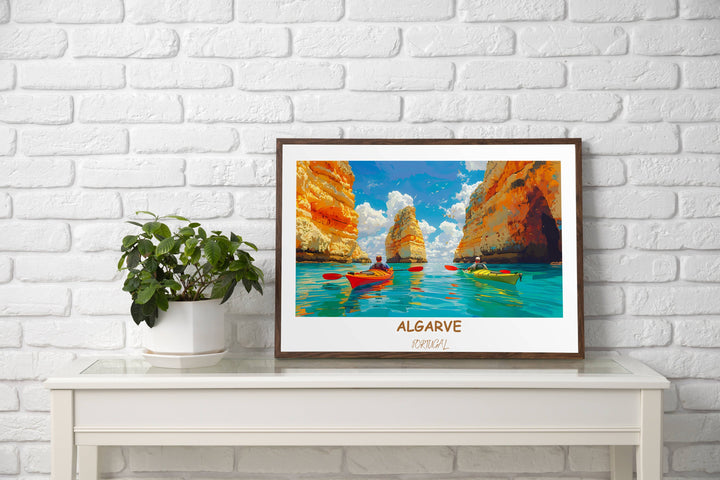 Transport yourself to the Algarve with this exquisite art print of Ponta da Piedade. A perfect gift for those who appreciate the beauty of Portugals coastline.