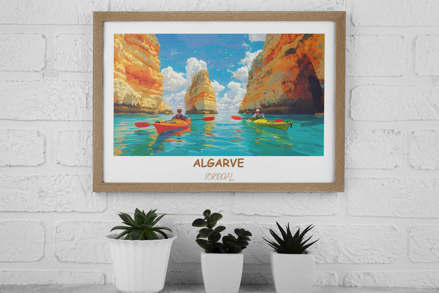 Transport yourself to the Algarve with this exquisite art print of Ponta da Piedade. A perfect gift for those who appreciate the beauty of Portugals coastline.