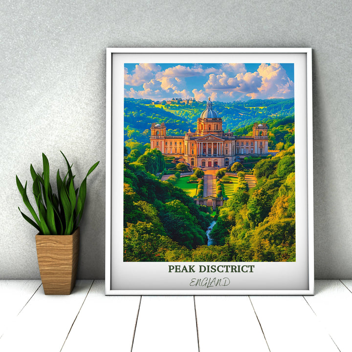 Create a focal point in your decor with this striking print capturing the essence of Chatsworth House and the Peak District