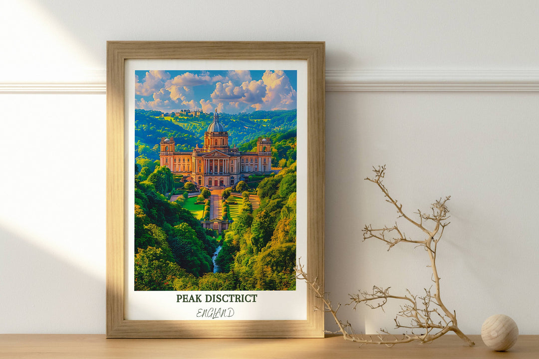 Create a focal point in your decor with this striking print capturing the essence of Chatsworth House and the Peak District