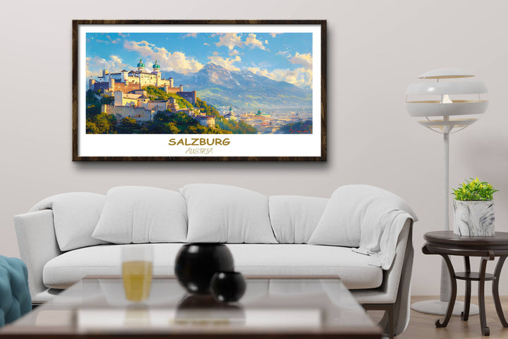Add a touch of sophistication to your decor with this exquisite Salzburg wall art, featuring the majestic Hohensalzburg Castle. A timeless gift.