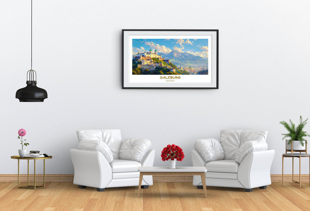 Add a touch of sophistication to your decor with this exquisite Salzburg wall art, featuring the majestic Hohensalzburg Castle. A timeless gift.