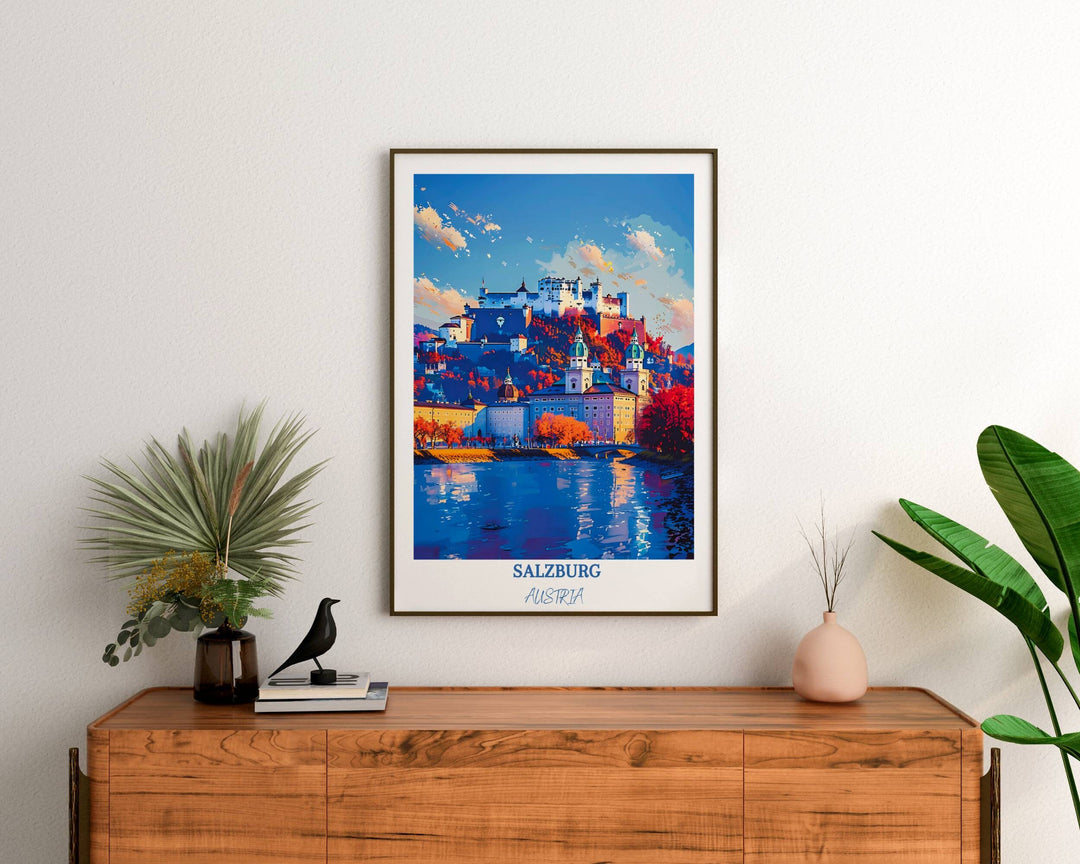 Add a touch of Salzburgs magic to your home decor with this enchanting art print of Hohensalzburg Castle. A thoughtful gift for any occasion.