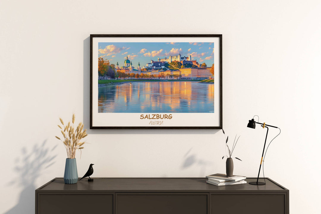 Capture the allure of Salzburg with this captivating art print showcasing Hohensalzburg Fortress. A perfect addition to any wall or gift collection.