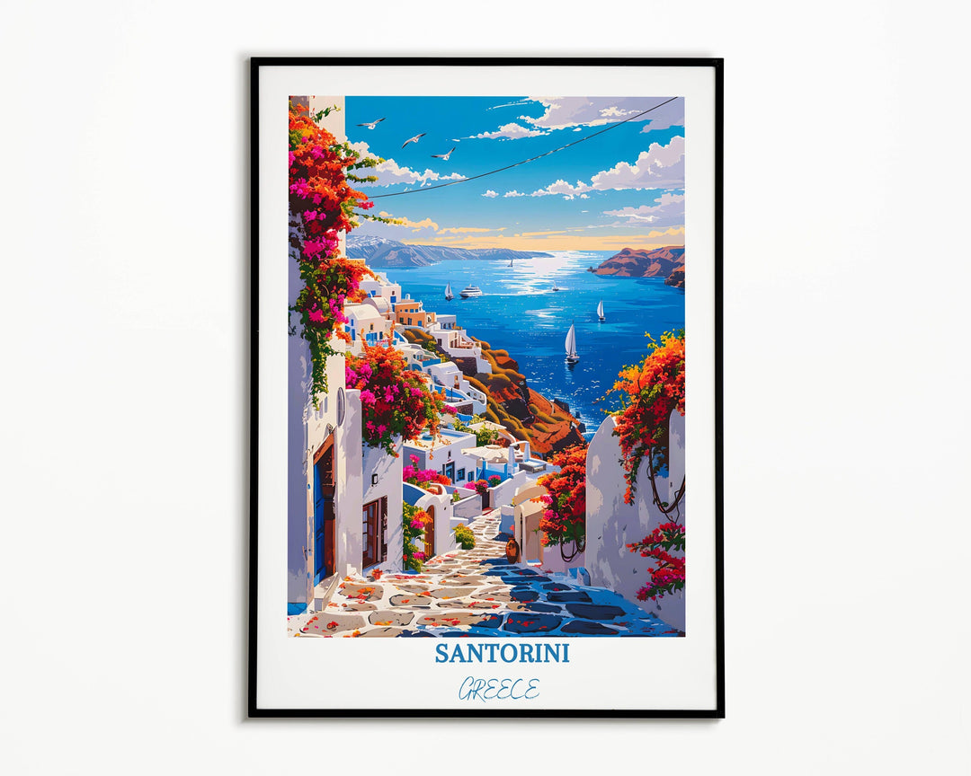 Santorini Greece art lets you dive into the beauty of Greece with this picturesque Santorini print, perfect for any art enthusiast.