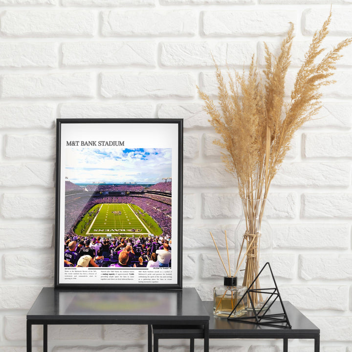 Baltimore Ravens Home Décor: M&T Bank Stadium print brings the spirit of football to your space. Perfect for NFL enthusiasts.