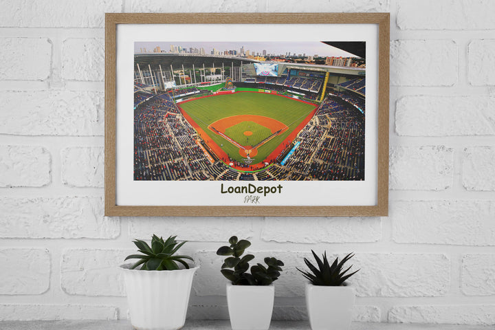 a picture of a baseball field in a frame
