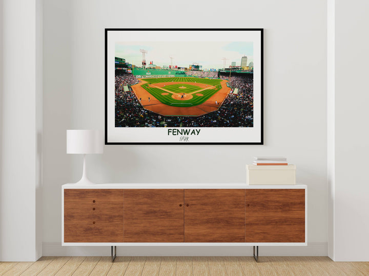 a picture of a baseball field in a living room