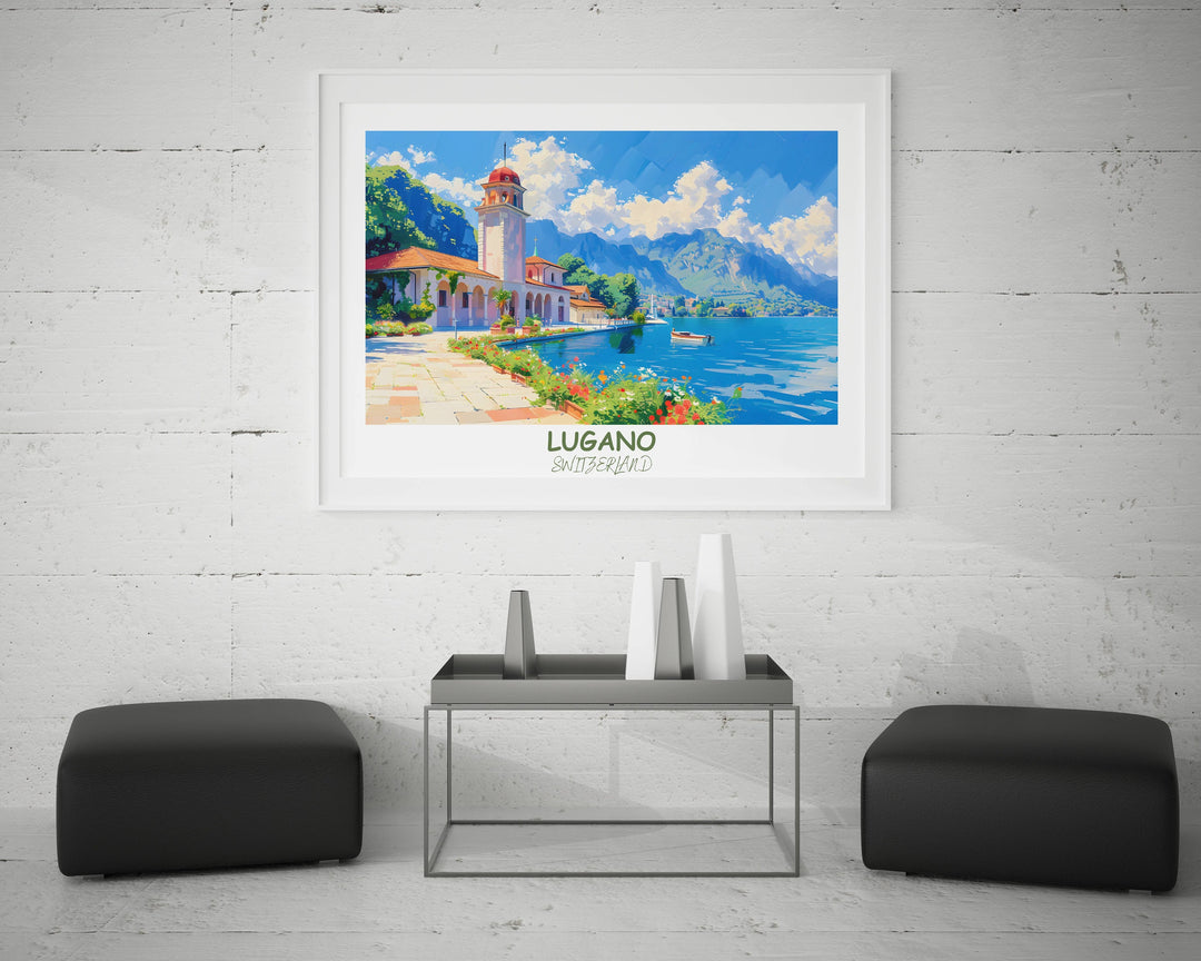 Lugano Travel Print Wall Art | Lugano Photo Print | Lugano Housewarming Gift | Switzerland Art | Lugano Travel Art