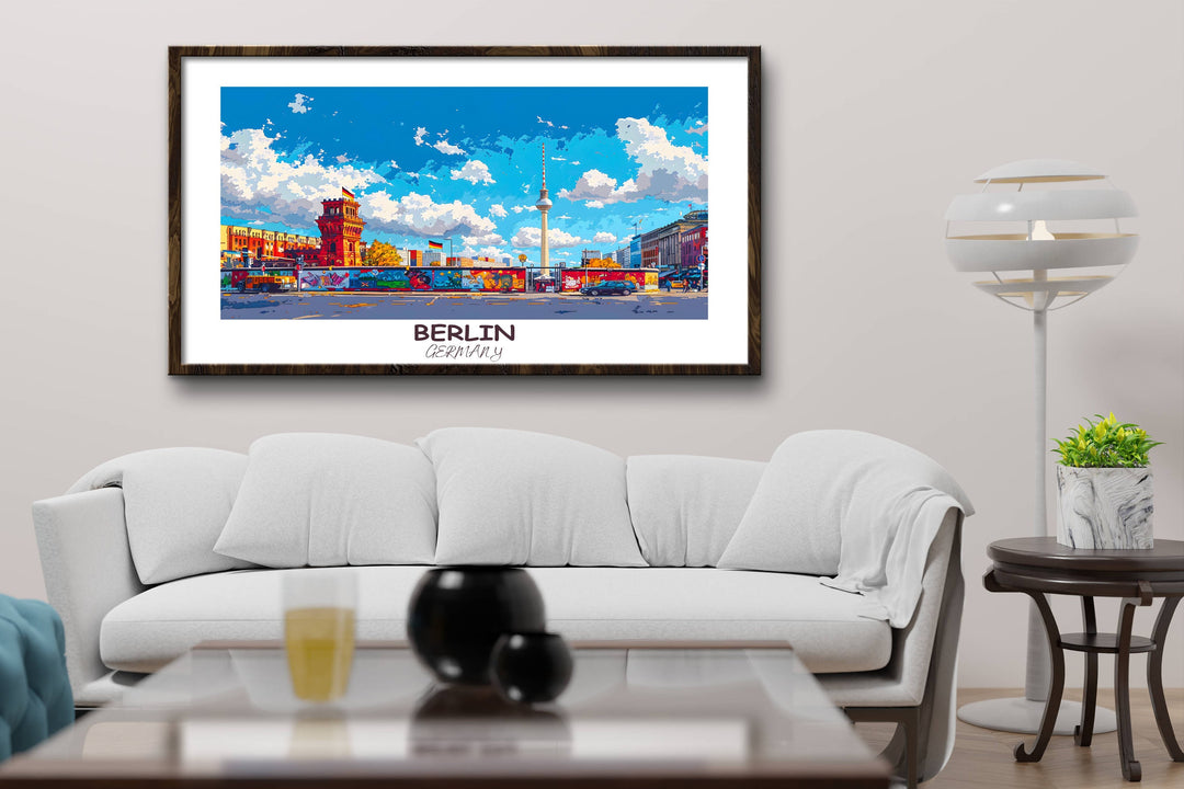 Modern Germany print featuring iconic Berlin landmarks, a stylish decor choice for those with an appreciation for European cities.