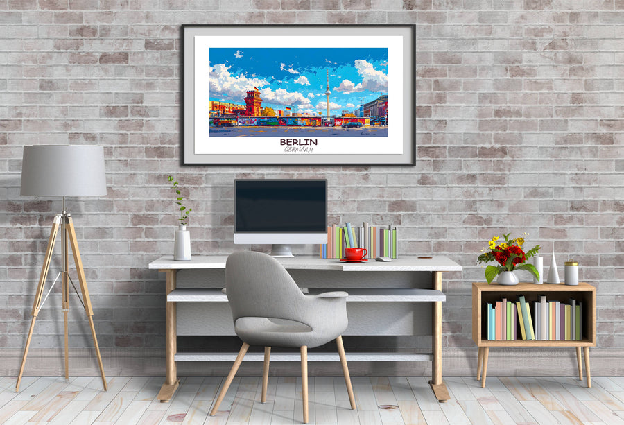 Modern Germany print featuring iconic Berlin landmarks, a stylish decor choice for those with an appreciation for European cities.