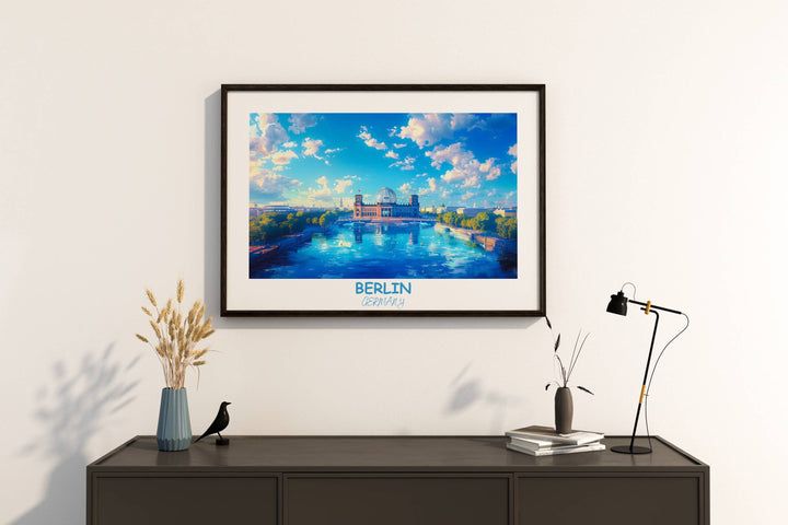 Modern Germany print featuring an iconic Berlin landmark,Reichstag Building, a stylish decor choice for those with an appreciation for European cities.